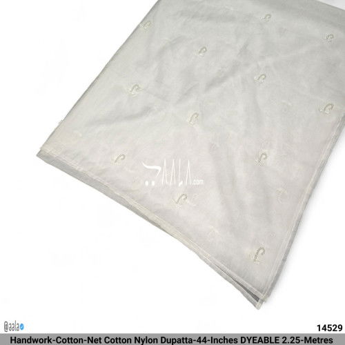Handwork-Cotton-Net Cotton Nylon Dupatta-44-Inches DYEABLE 2.25-Metres 