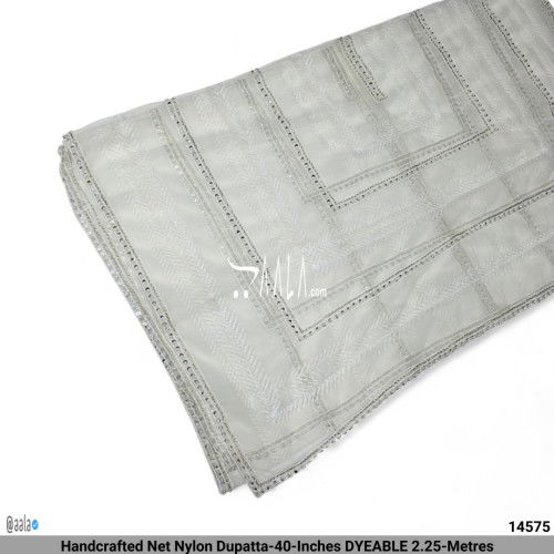 Handcrafted Net Nylon Dupatta-40-Inches DYEABLE 2.25-Metres