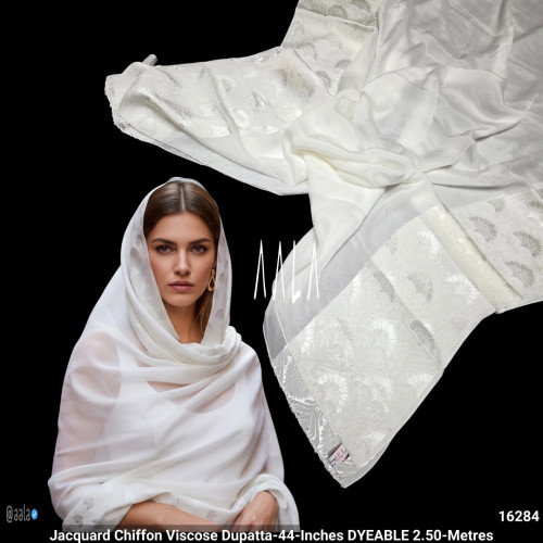 Jacquard Chiffon Viscose Dupatta-44-Inches DYEABLE 2.50-Metres