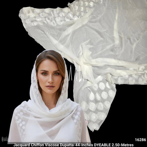 Jacquard Chiffon Viscose Dupatta-44-Inches DYEABLE 2.50-Metres
