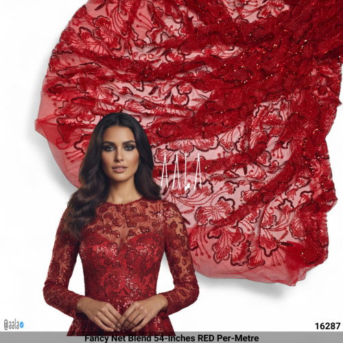 Fancy Net Blend 54-Inches RED Per-Metre