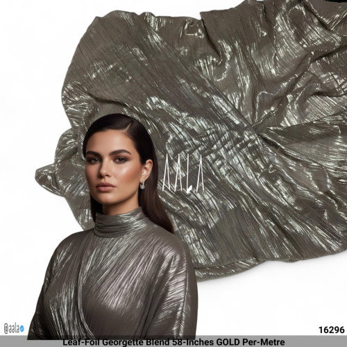 Leaf-Foil Georgette Blend 58-Inches GOLD Per-Metre