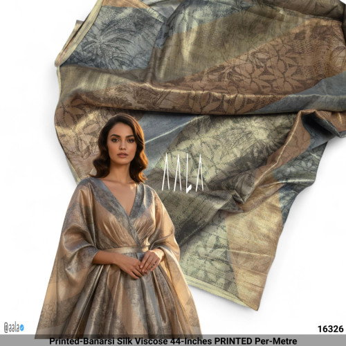 Printed-Banarsi Silk Viscose 44-Inches PRINTED Per-Metre