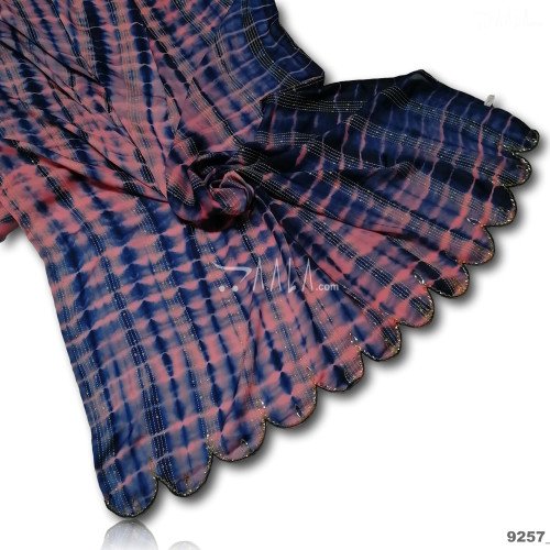 Designer-Tie-Dye Silk Poly-ester Dupatta-44-Inches ASSORTED 2.25-Metres #9257
