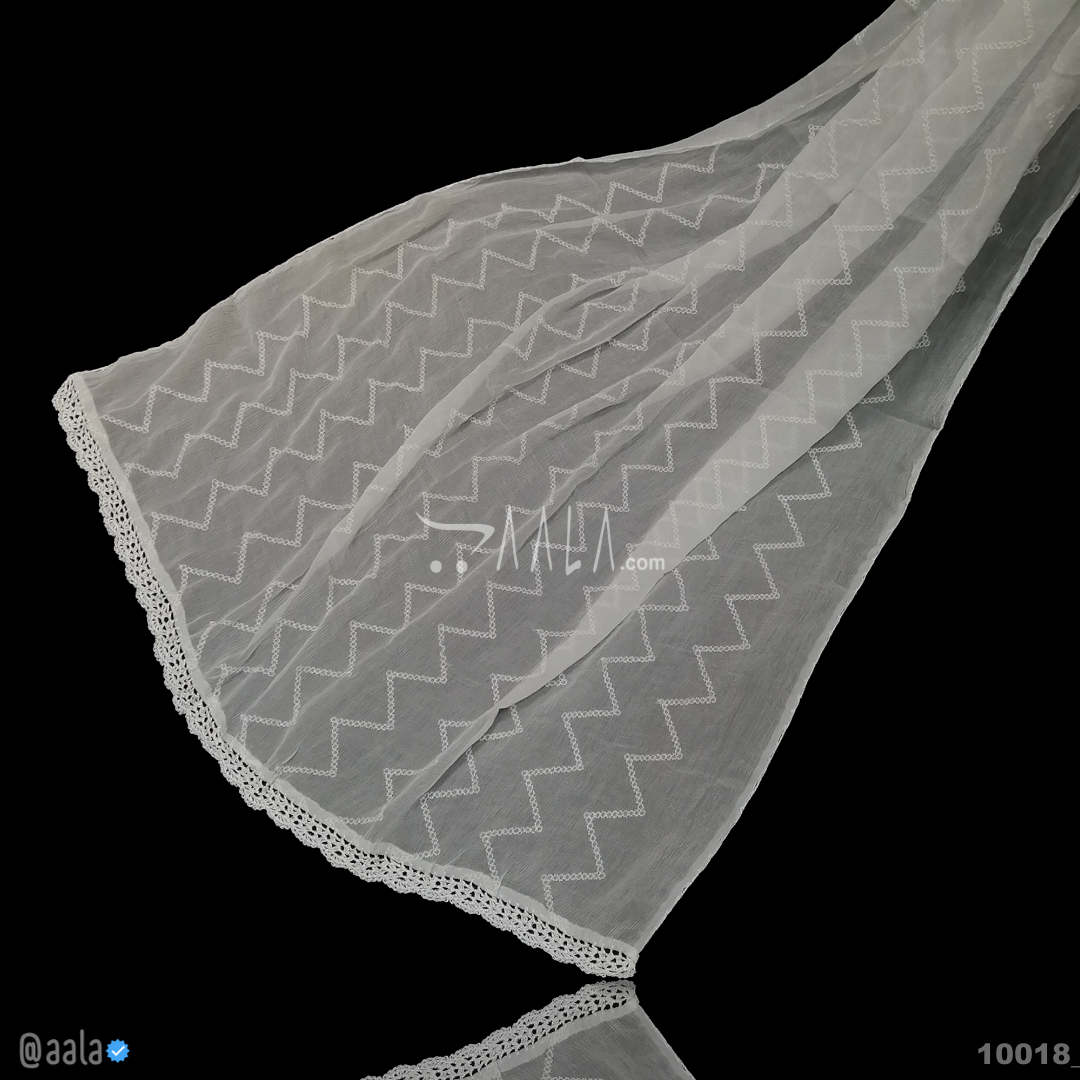 Hand-Crochet Chiffon Viscose Dupatta-40-Inches DYEABLE 2.25-Metres 