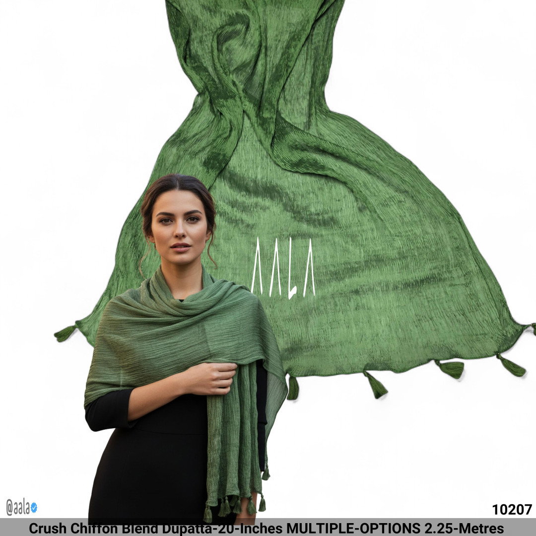 Crush Chiffon Blend Dupatta-20-Inches MULTIPLE-OPTIONS 2.25-Metres 