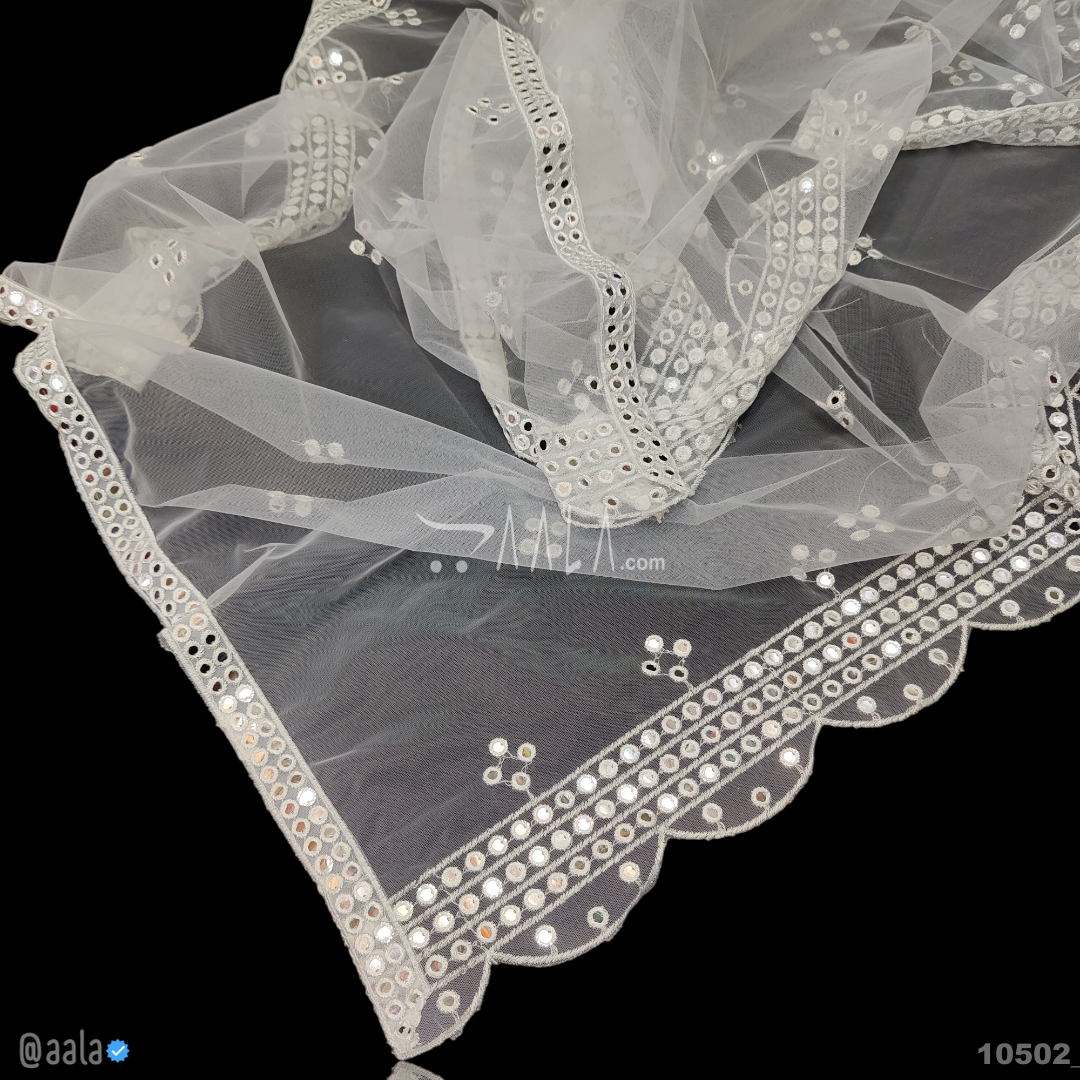 Mirror-Embroidered Organza Nylon Dupatta-40-Inches DYEABLE 2.25-Metres 