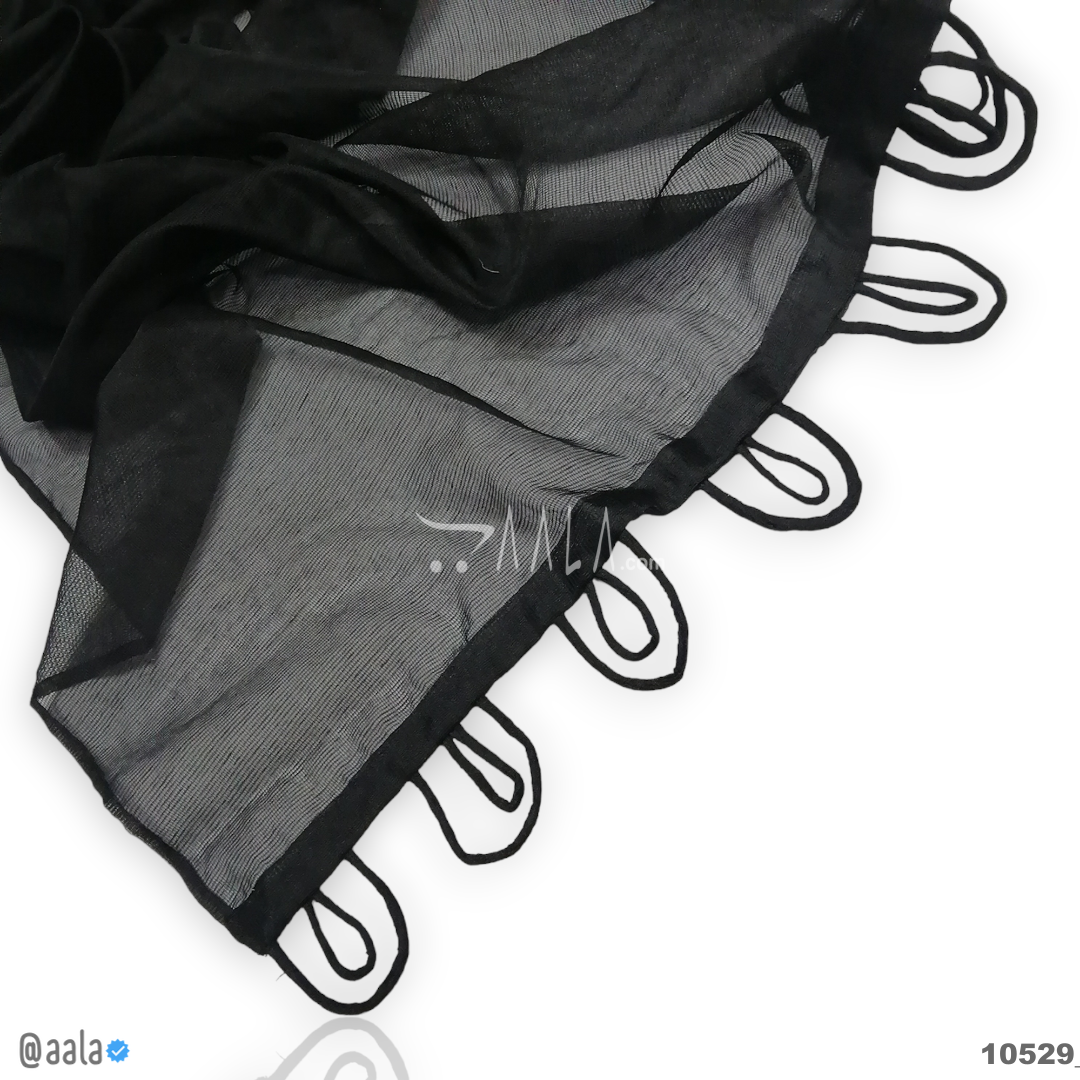 Handcrafted-Jute Cotton Cotton Dupatta-40-Inches BLACK 2.25-Metres #10529