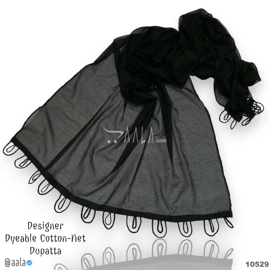 Handcrafted-Jute Cotton Cotton Dupatta-40-Inches BLACK 2.25-Metres #10529