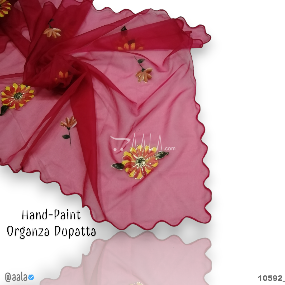 Hand-Painted Organza Nylon Dupatta-38-Inches ASSORTED 2.25-Metres #10592