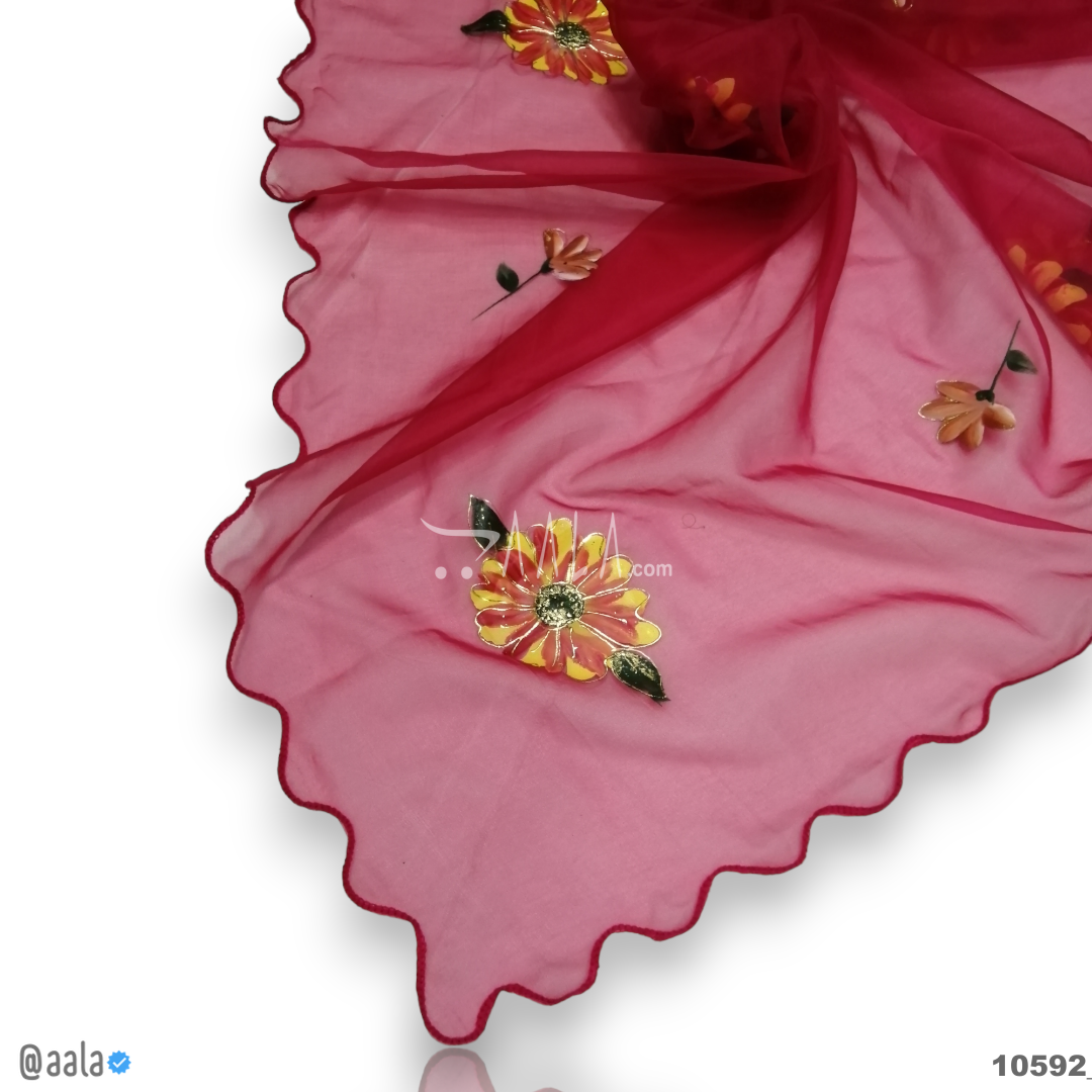 Hand-Painted Organza Nylon Dupatta-38-Inches ASSORTED 2.25-Metres #10592