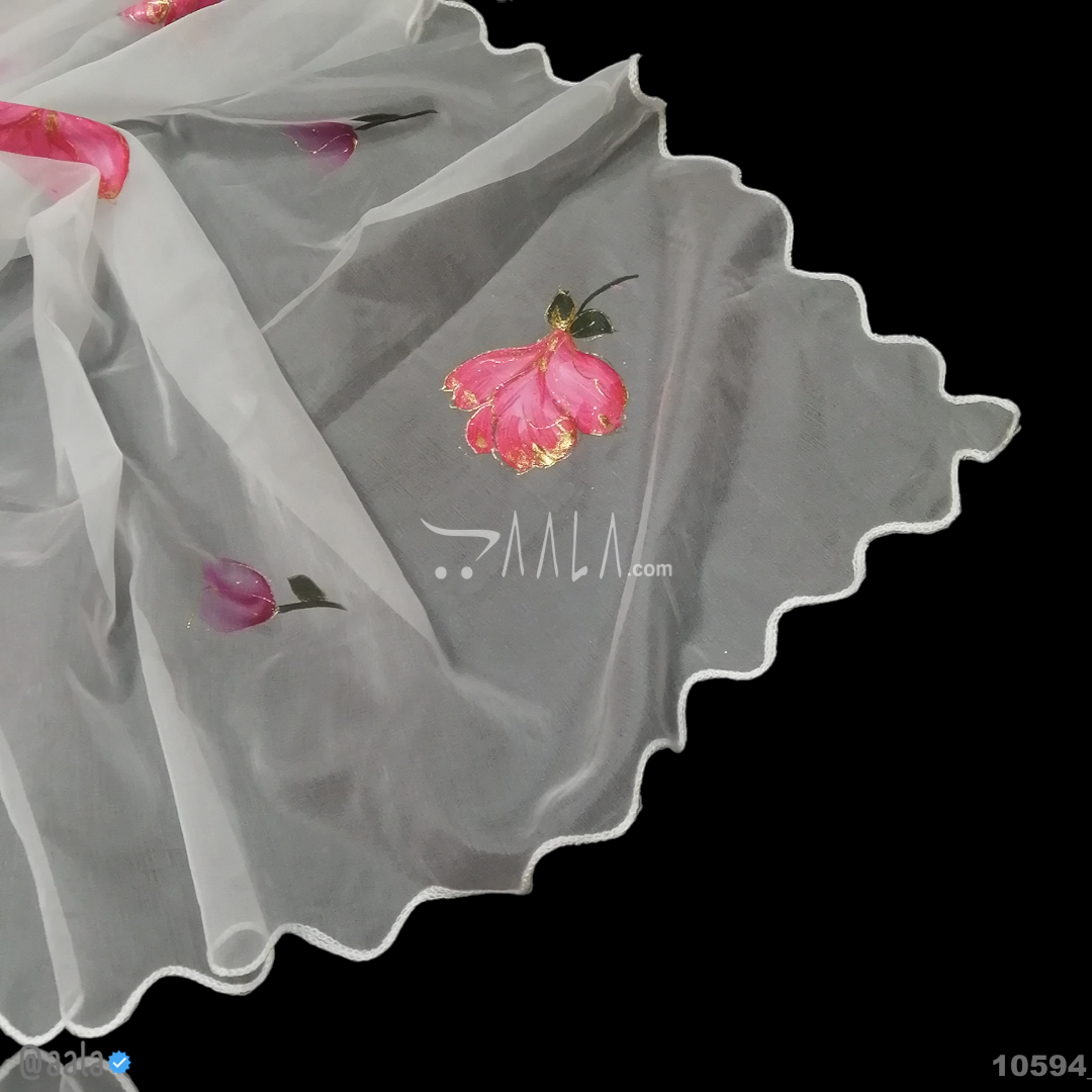 Hand-Painted Organza Nylon Dupatta-38-Inches ASSORTED 2.25-Metres #10594
