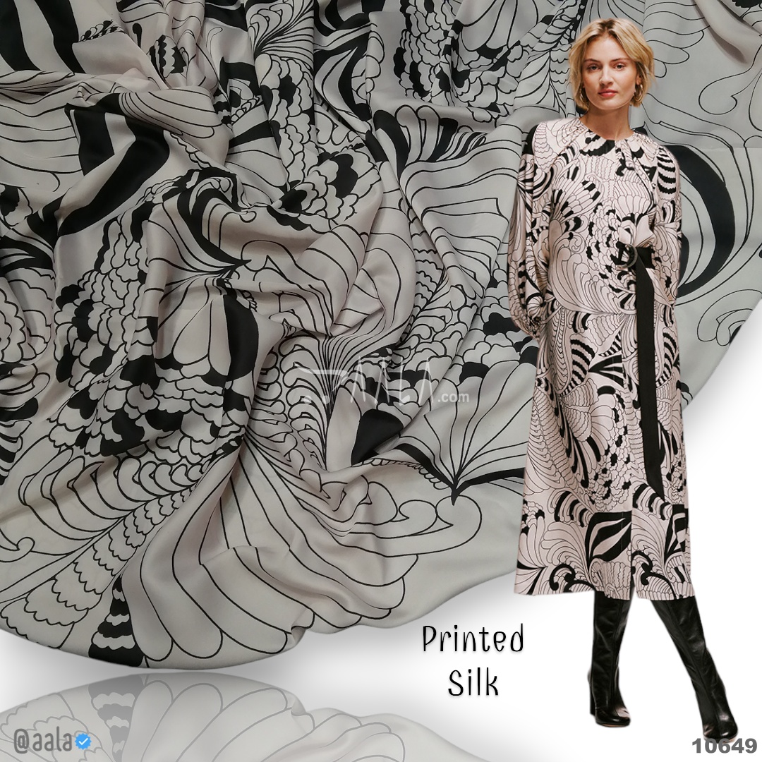Printed Silk Poly-ester 44-Inches PRINTED Per-Metre #10649