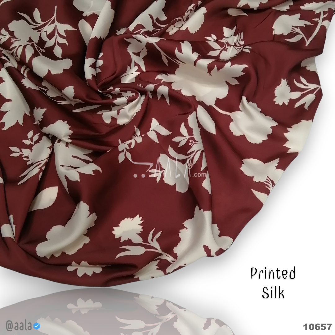 Printed-Nutella Silk Blend 44-Inches PRINTED Per-Metre #10657
