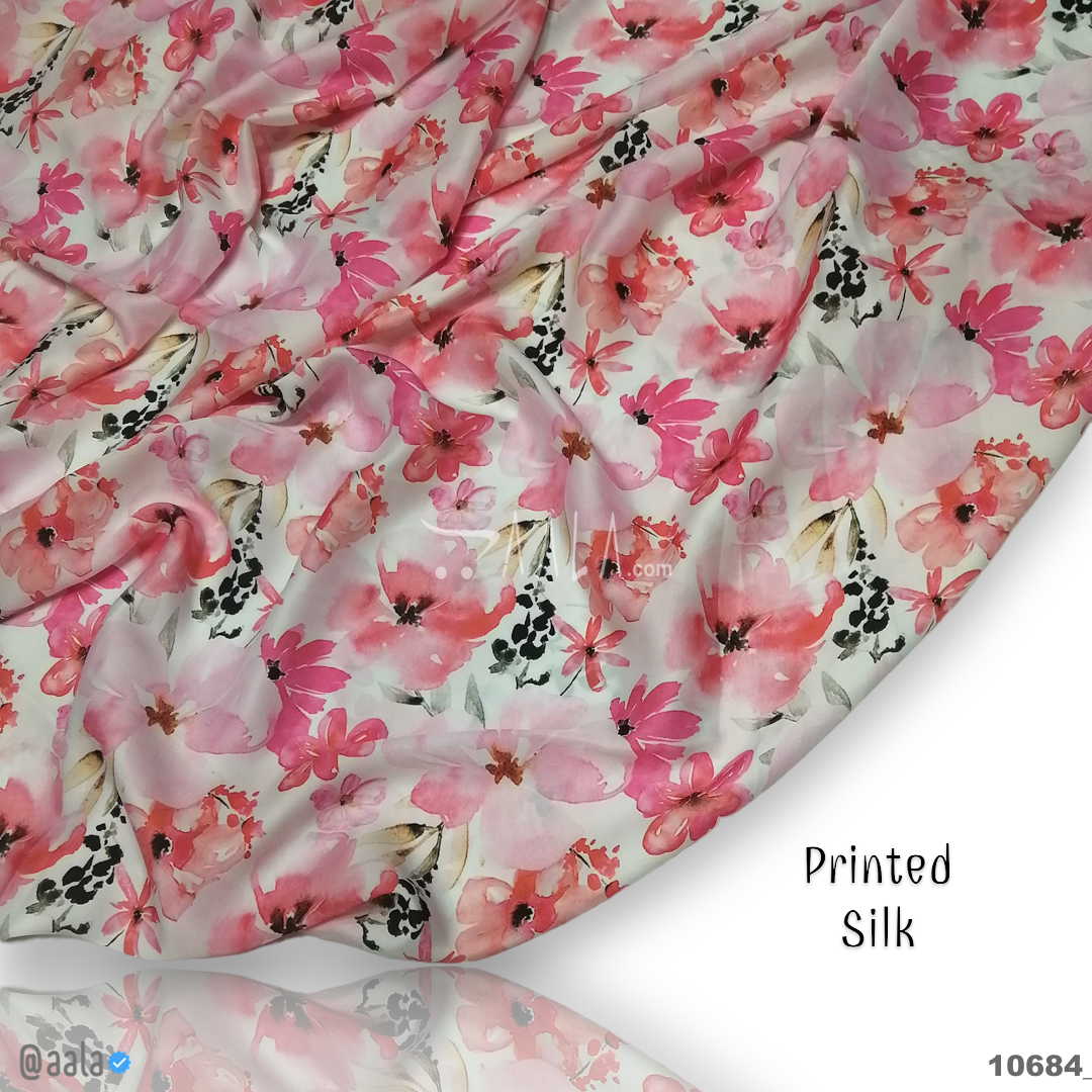 Printed-Nutella Silk Blend 44-Inches PRINTED Per-Metre #10684