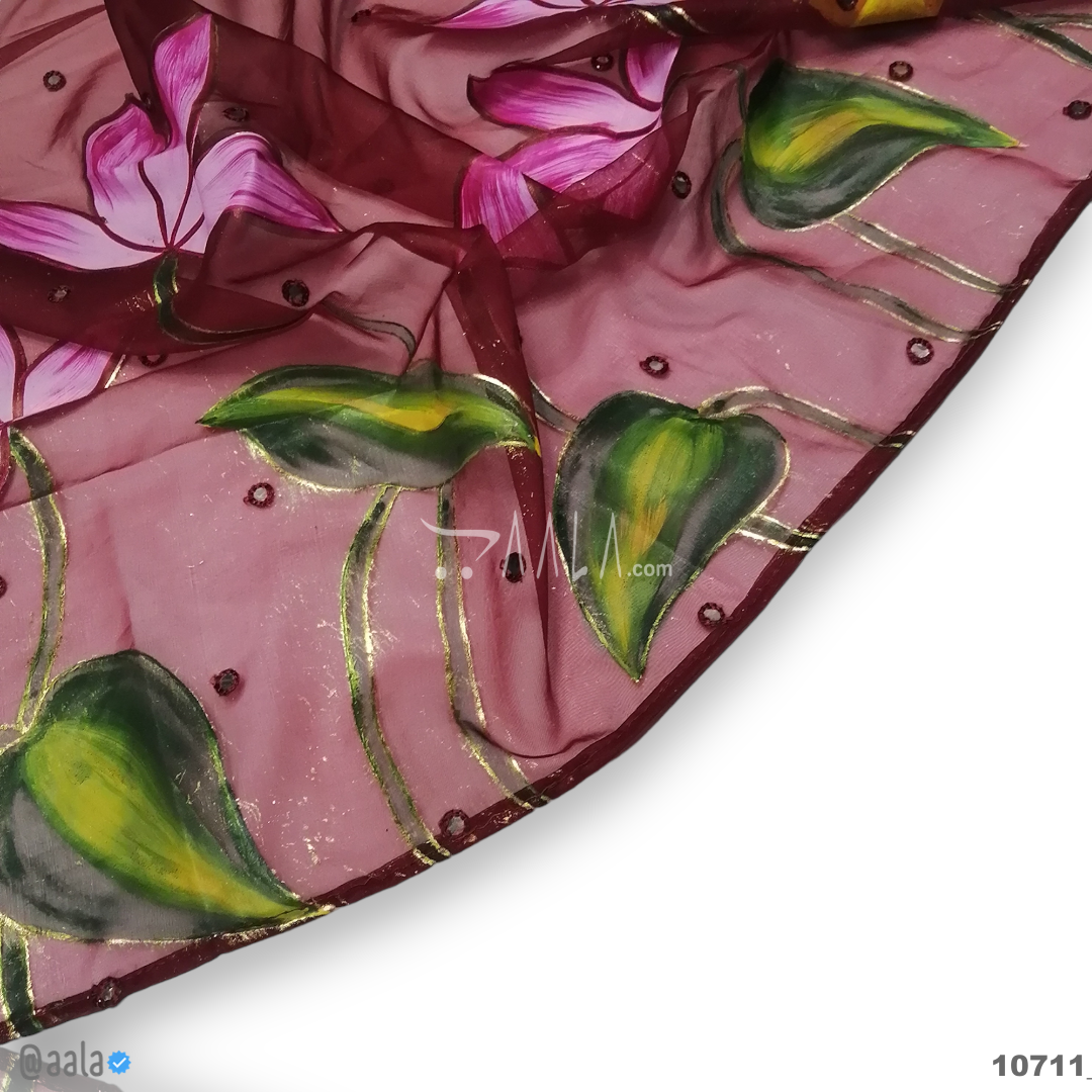Hand-Painted Organza Nylon Dupatta-38-Inches ASSORTED 2.25-Metres #10711