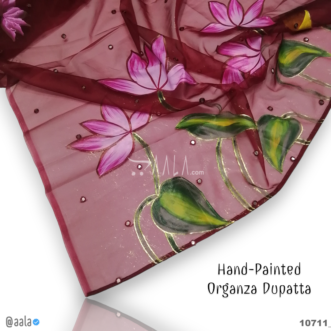 Hand-Painted Organza Nylon Dupatta-38-Inches ASSORTED 2.25-Metres #10711