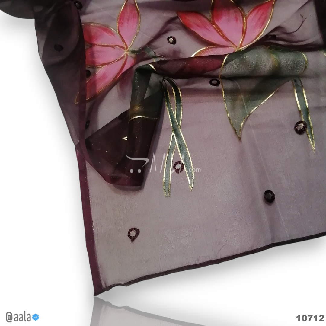 Hand-Painted Organza Nylon Dupatta-38-Inches ASSORTED 2.25-Metres #10712