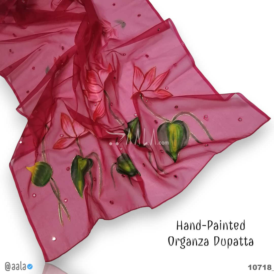 Hand-Painted Organza Nylon Dupatta-38-Inches ASSORTED 2.25-Metres #10718