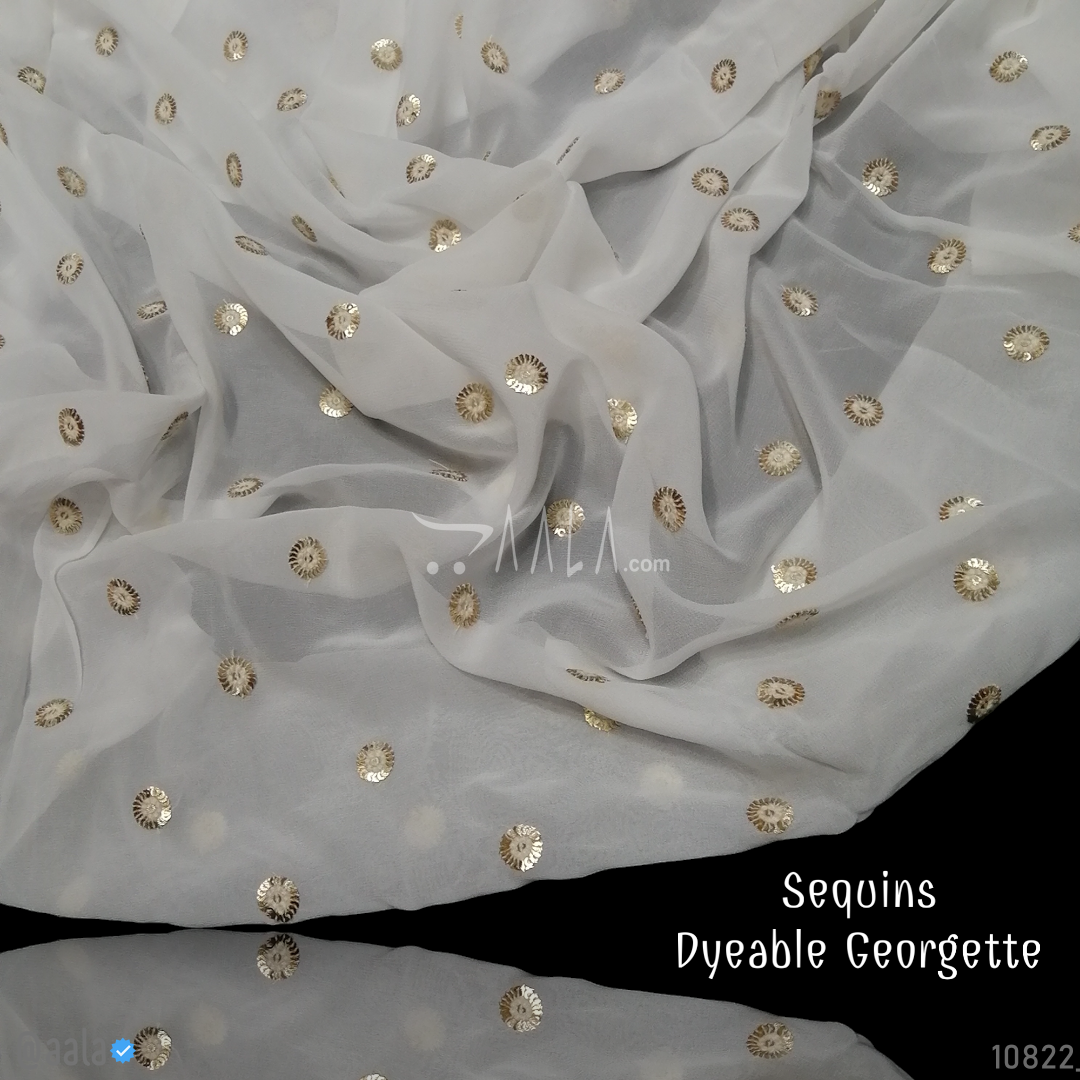 Sequins Georgette Viscose 44-Inches DYEABLE Per-Metre #10822