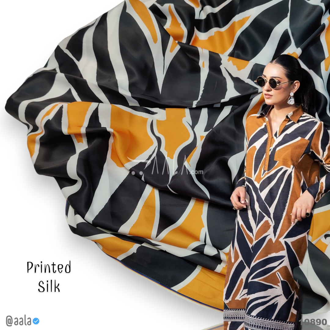 Printed-Nutella Silk Blend 44-Inches PRINTED Per-Metre #10890