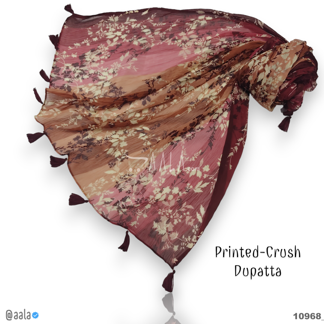 Printed-Crush Silk Poly-ester Dupatta-20-Inches PRINTED 2.25-Metres #10968