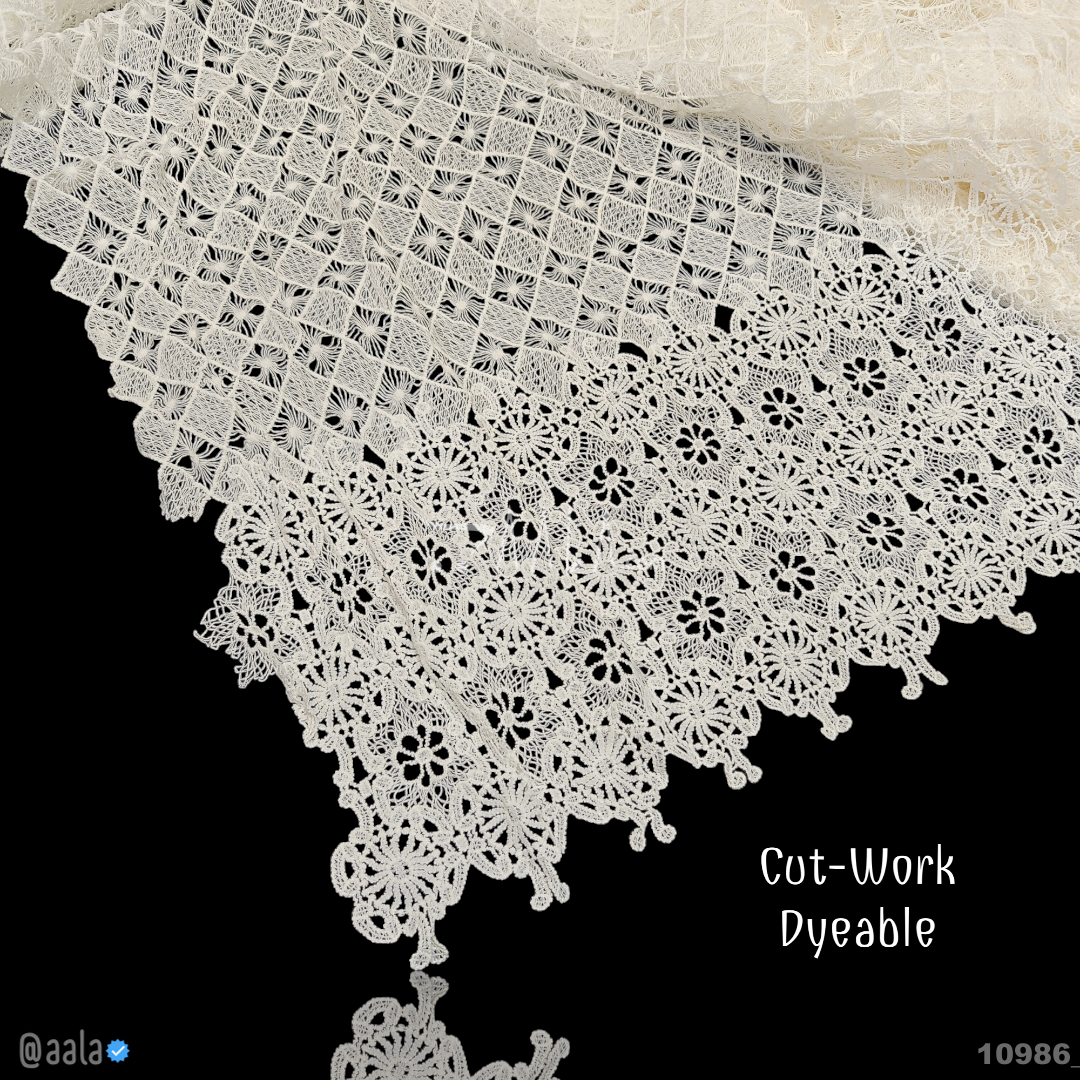 Cutwork-Lace Cotton Cotton 58-Inches DYEABLE Per-Metre #10986