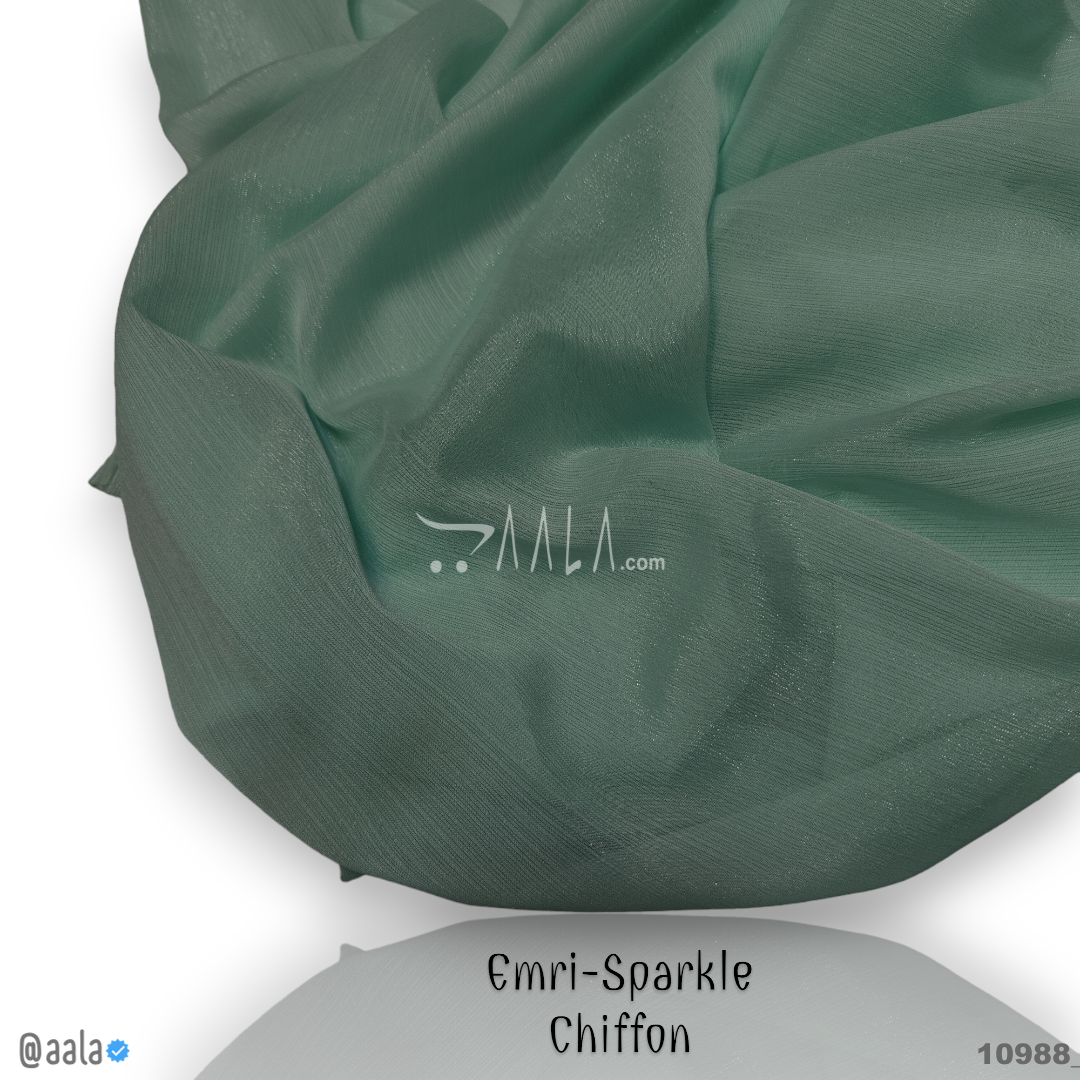 Emri-Sparkle Chiffon Poly-ester 58-Inches GREEN Per-Metre #10988