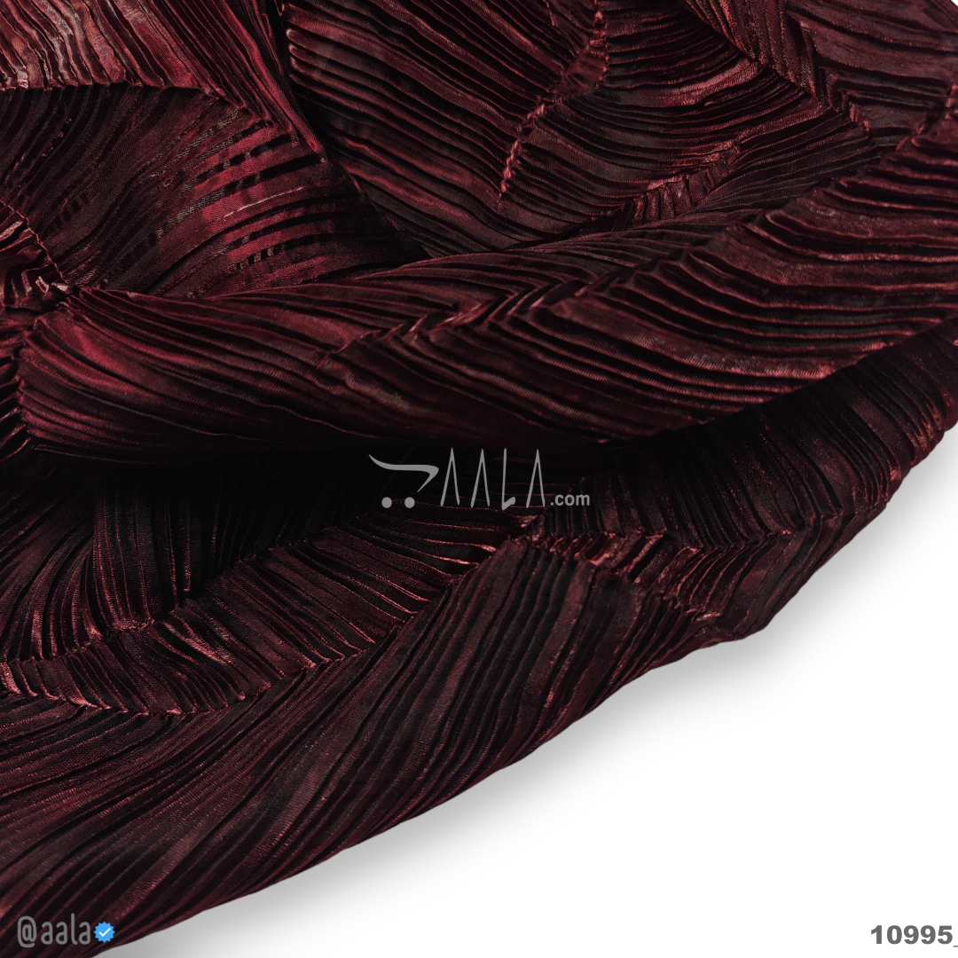 Leaf-Pleated Organza Poly-ester 58-Inches MAROON Per-Metre #10995