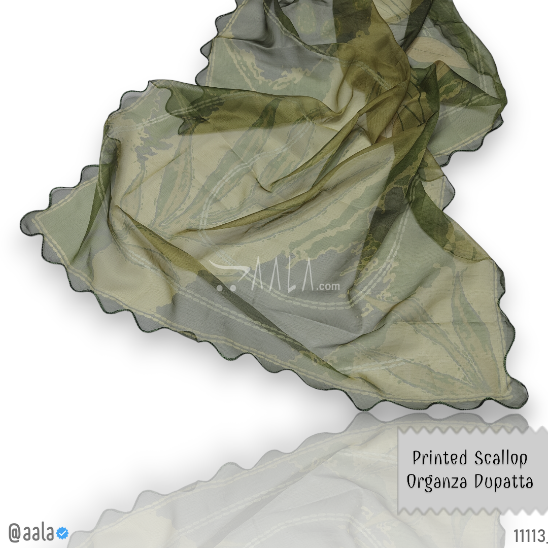 Printed-Scollap Organza Nylon Dupatta-38-Inches ASSORTED 2.25-Metres 