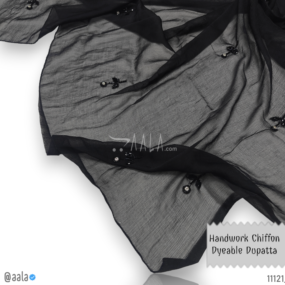 Handcrafted Chiffon Nylon Dupatta-40-Inches BLACK 2.25-Metres #11121
