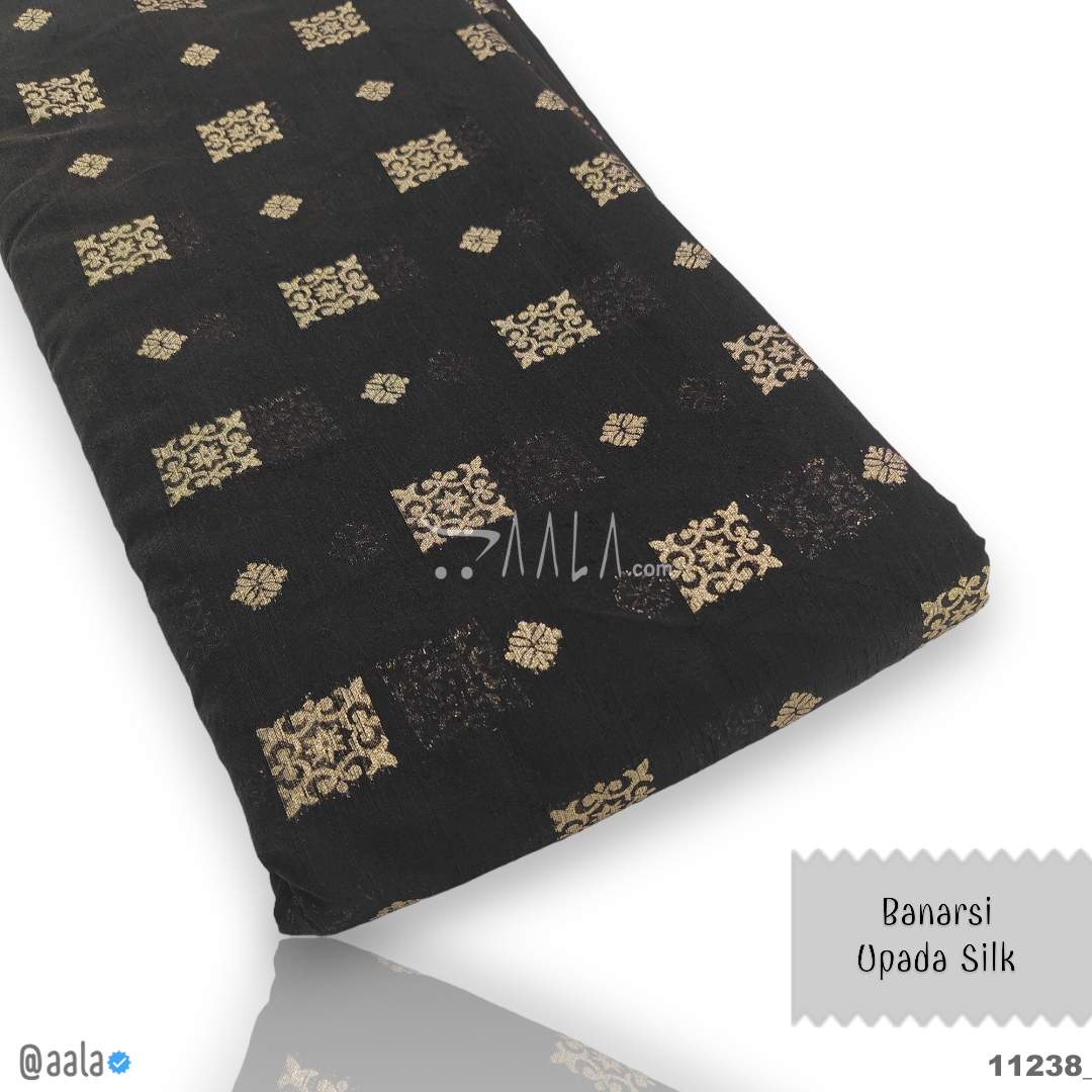 Banarsi-Upada Silk Viscose 44-Inches BLACK Per-Metre #11238