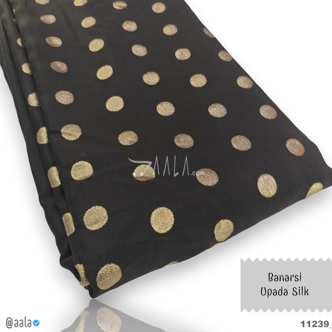 Banarsi-Upada Silk Viscose 44-Inches BLACK Per-Metre #11239
