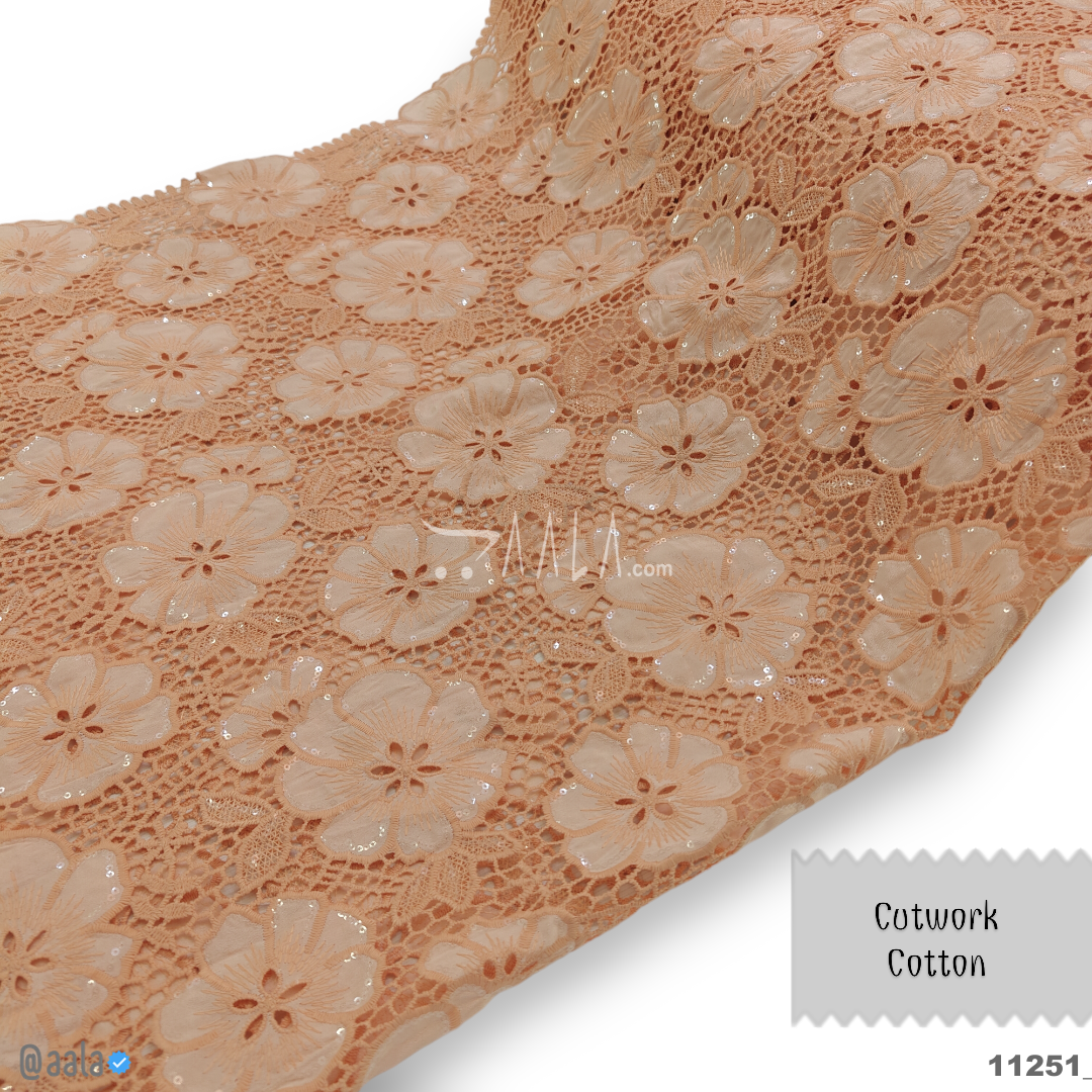 Cutwork Cotton Cotton 58-Inches PEACH Per-Metre #11251