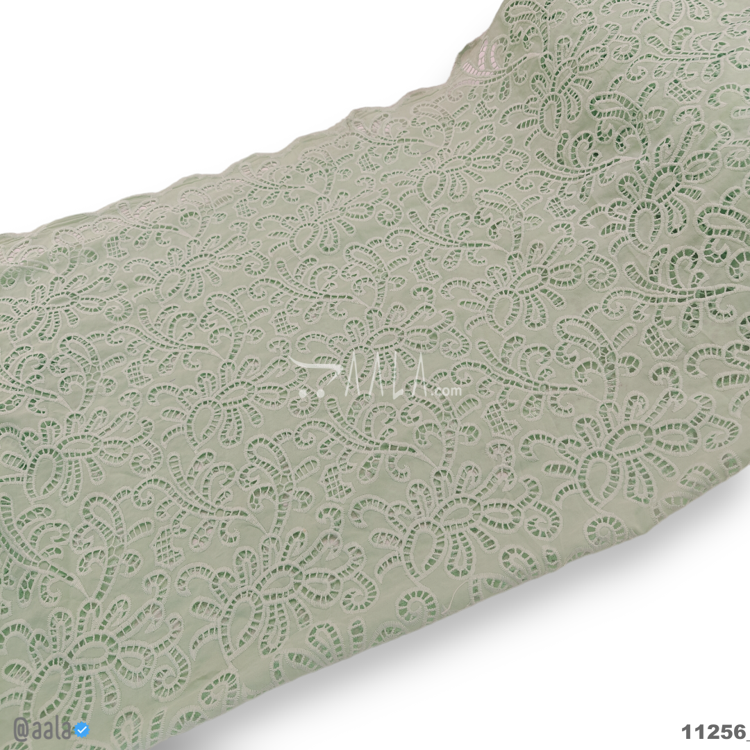 Cutwork Cotton Cotton 58-Inches GREEN Per-Metre #11256