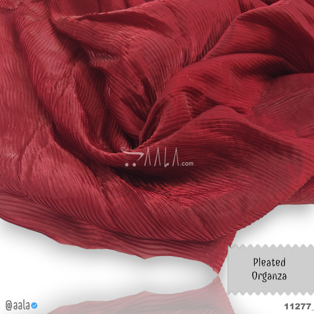 Pleated Organza Poly-ester 58-Inches RED Per-Metre #11277