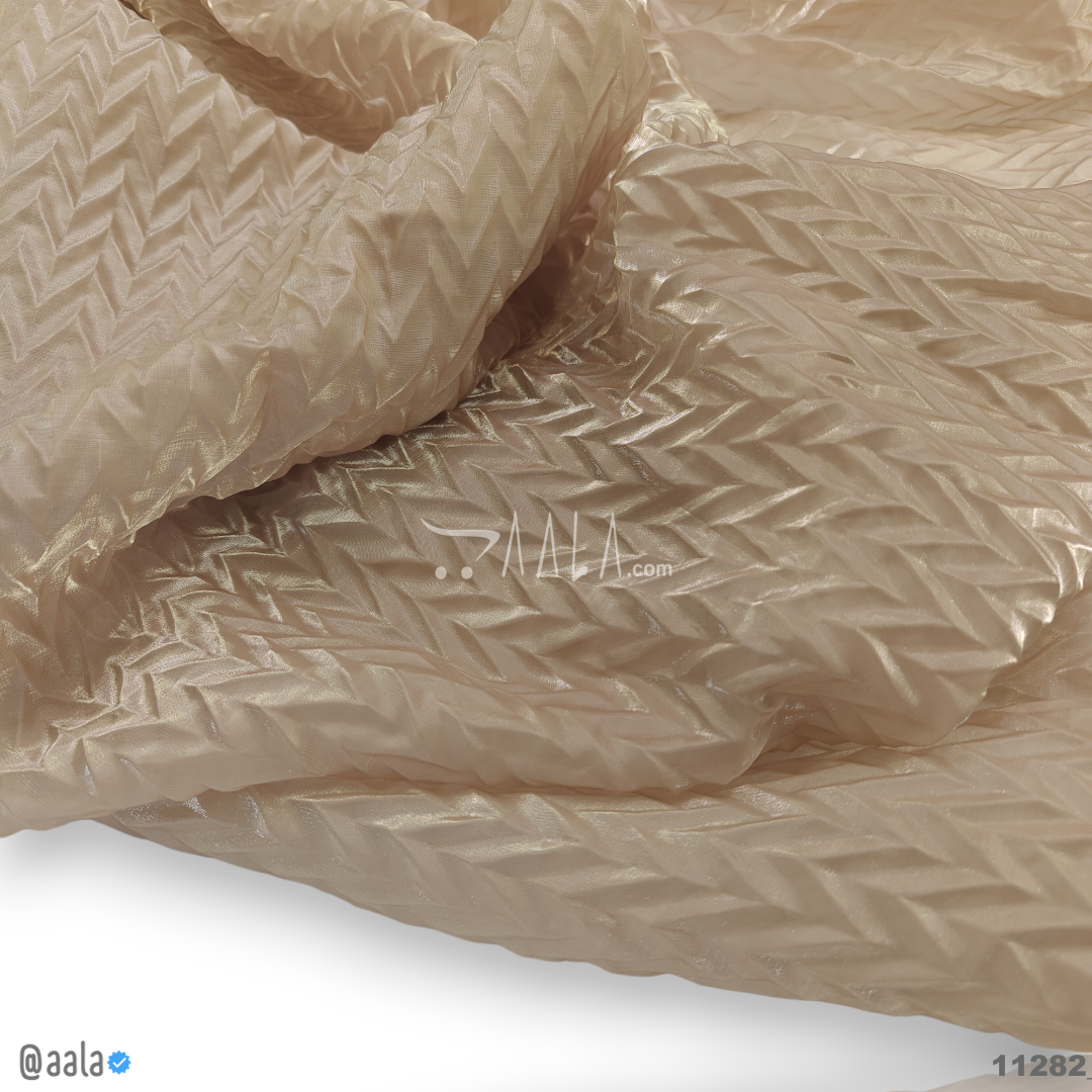 Zig-Zag-Pleated Organza Poly-ester 58-Inches BISCUIT Per-Metre #11282