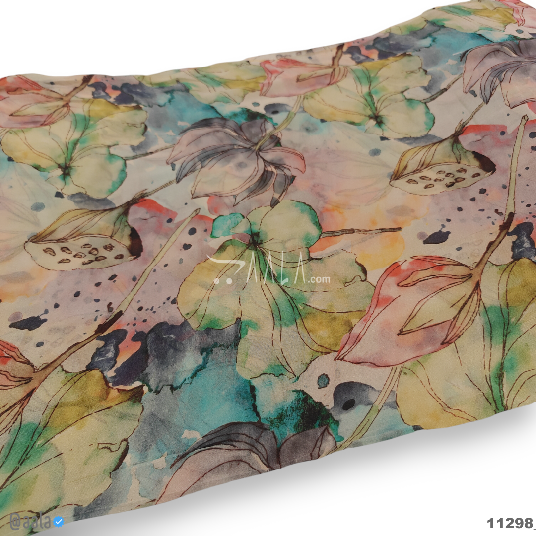 Printed-Crepe Chiffon Poly-ester 44-Inches PRINTED Per-Metre #11298