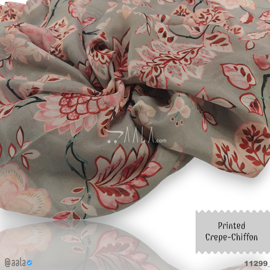 Printed-Crepe Chiffon Poly-ester 44-Inches PRINTED Per-Metre #11299