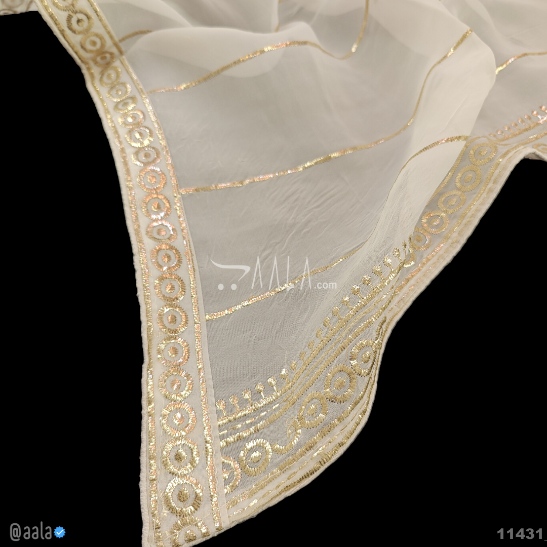Embroidered Organza Viscose Dupatta-40-Inches DYEABLE 2.25-Metres #11431
