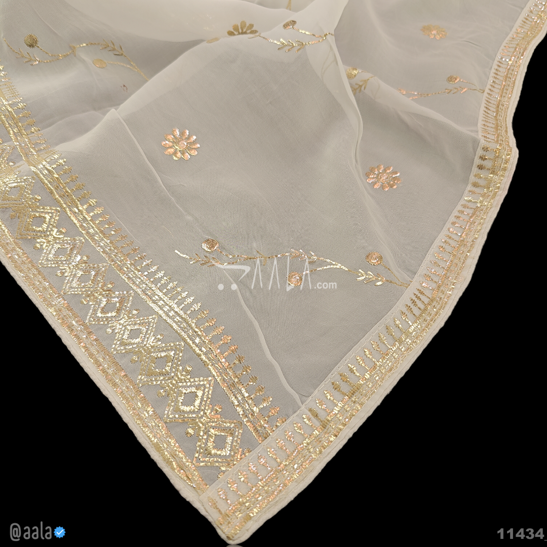 Embroidered Organza Viscose Dupatta-40-Inches DYEABLE 2.25-Metres #11434