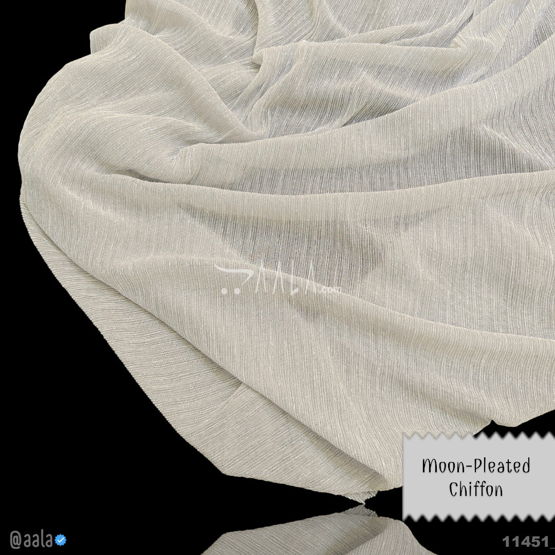 Moon-Pleated Chiffon Poly-ester 58-Inches GREY Per-Metre #11451