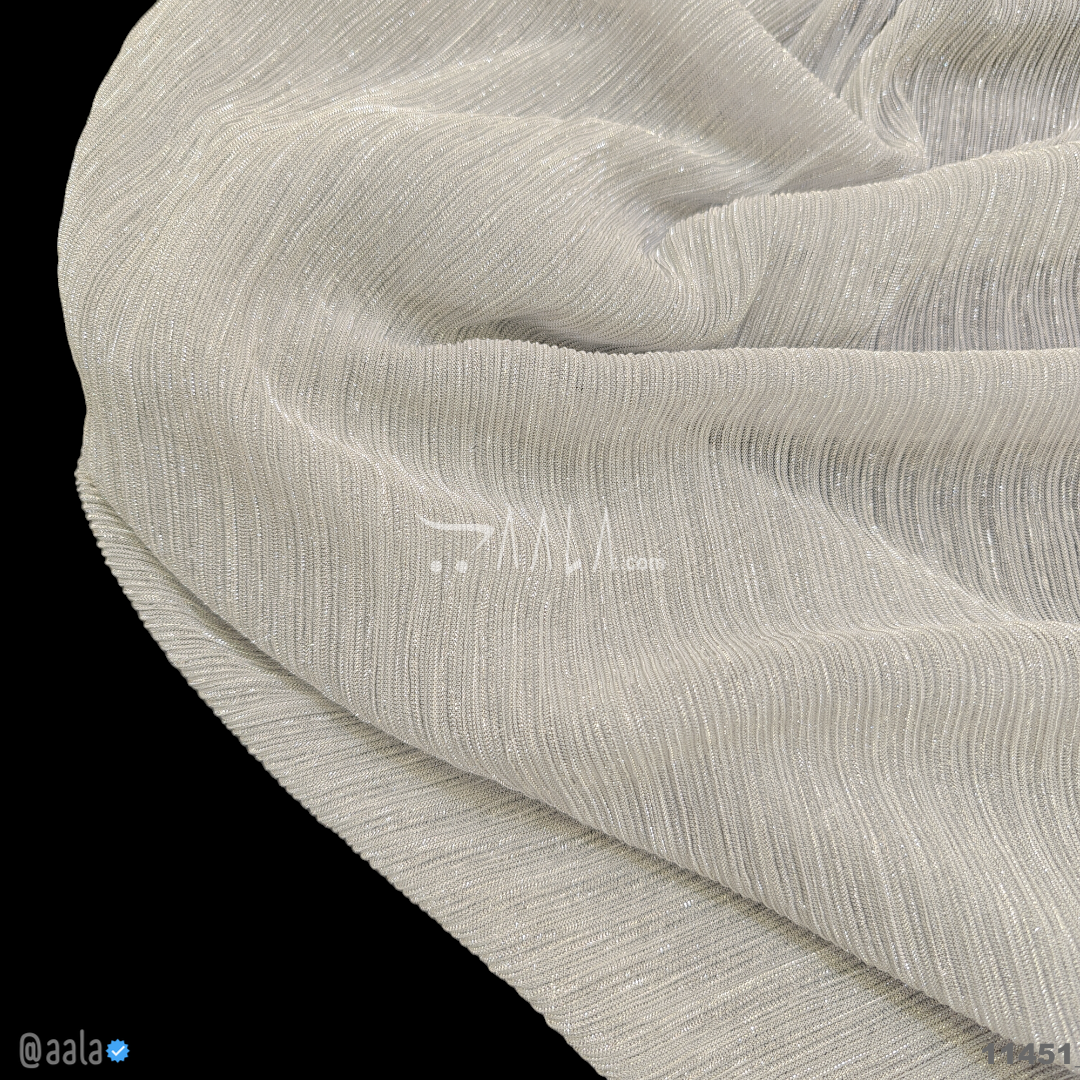 Moon-Pleated Chiffon Poly-ester 58-Inches GREY Per-Metre #11451