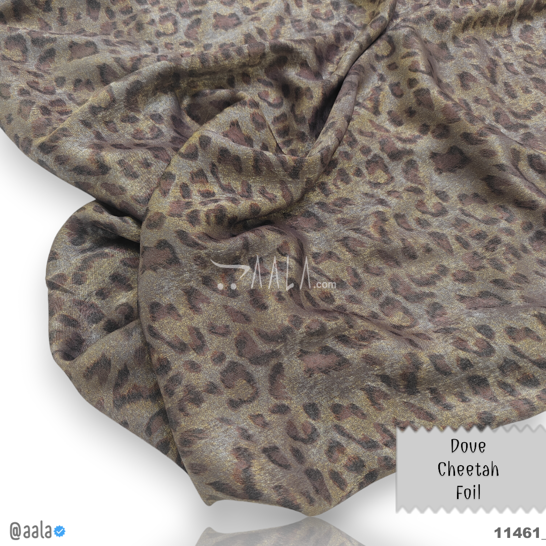 Dove-Cheetah-Foil Velvet Poly-ester 58-Inches GREY Per-Metre #11461