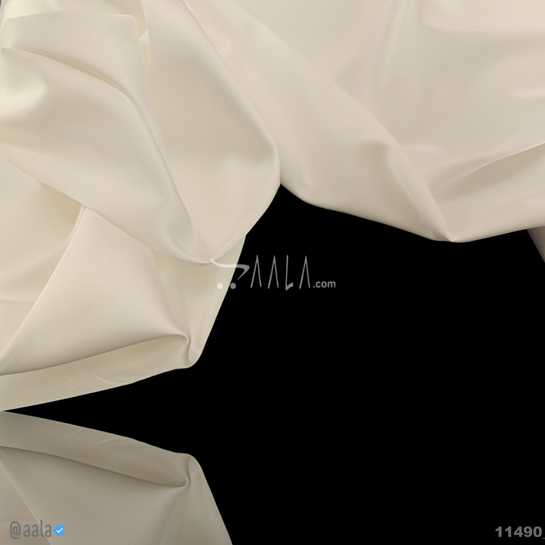 Zara-V2 Silk Poly-ester 58-Inches WHITE Per-Metre #11490