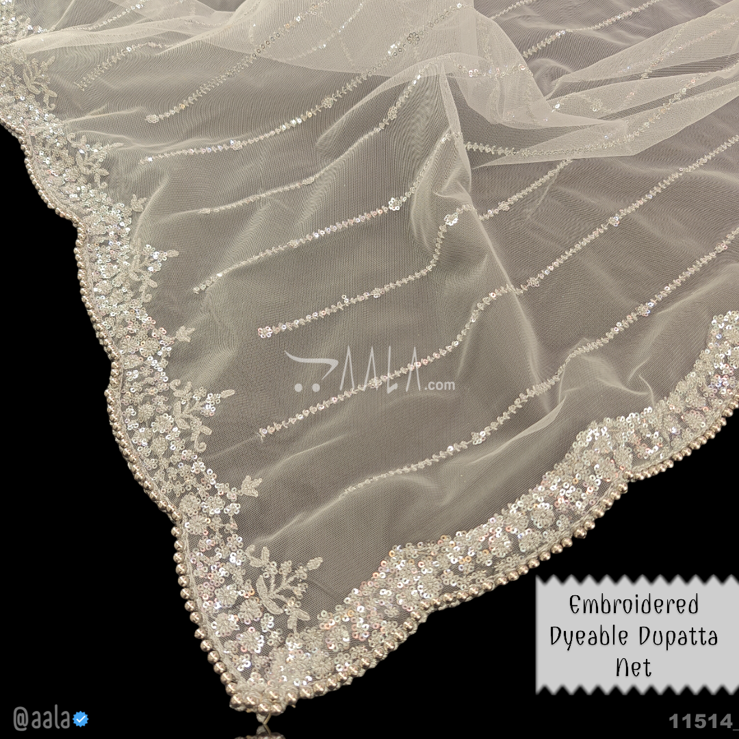 Sequins Net Nylon Dupatta-40-Inches DYEABLE 2.25-Metres #11514