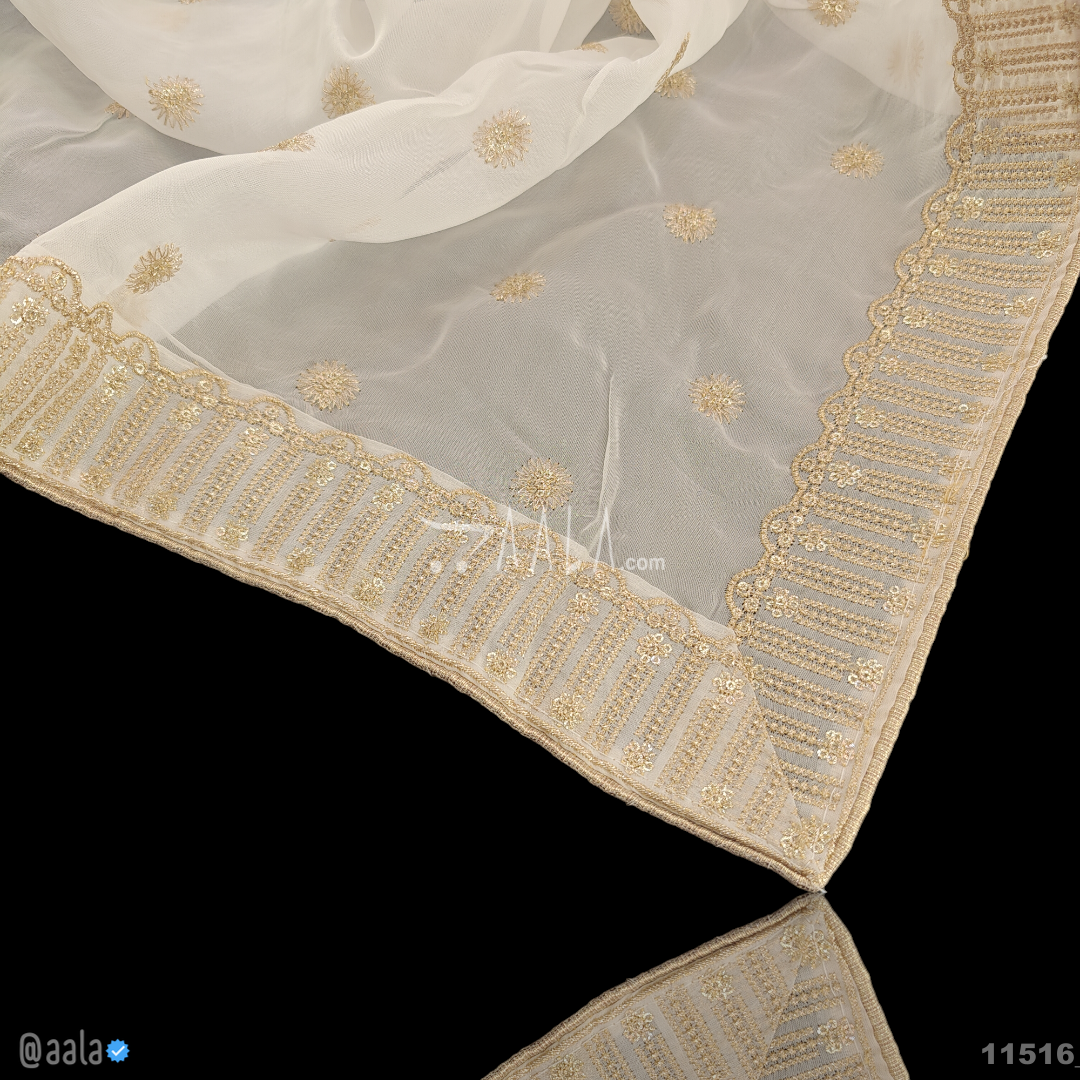 Embroidered Organza Viscose Dupatta-40-Inches DYEABLE 2.25-Metres #11516