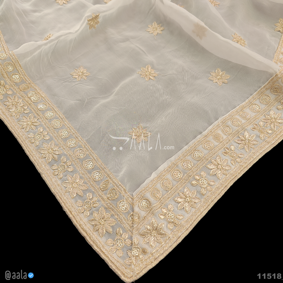 Embroidered Organza Viscose Dupatta-40-Inches DYEABLE 2.25-Metres #11518