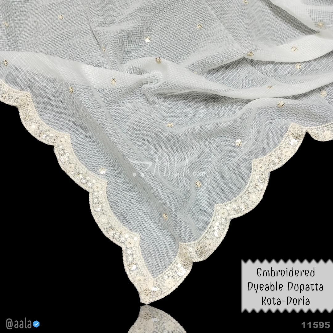 Embroidered-Kota-Doria Cotton Nylon Dupatta-36-Inches DYEABLE 2.25-Metres #11595