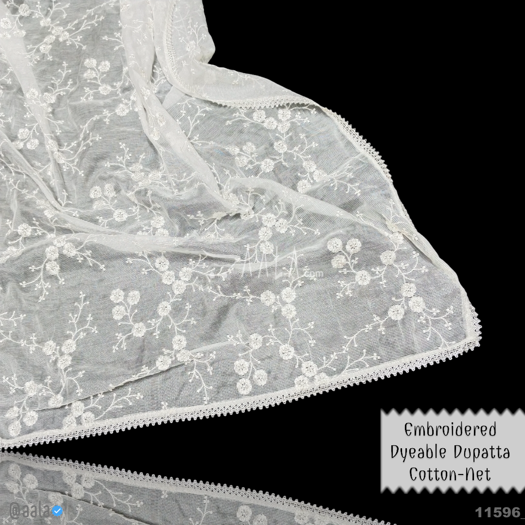 Embroidered-Cotton-Net Cotton Nylon Dupatta-36-Inches DYEABLE 2.25-Metres 